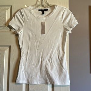 WHBM- 100% Pima Cotton T-Shirt- Neck Detail, XXS, White